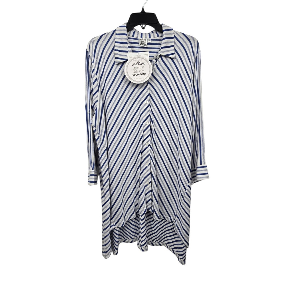 Parsley & Sage NEW Stripe Tunic Shirt Top Womens 2X Blue Striped 3/4 Sleeves